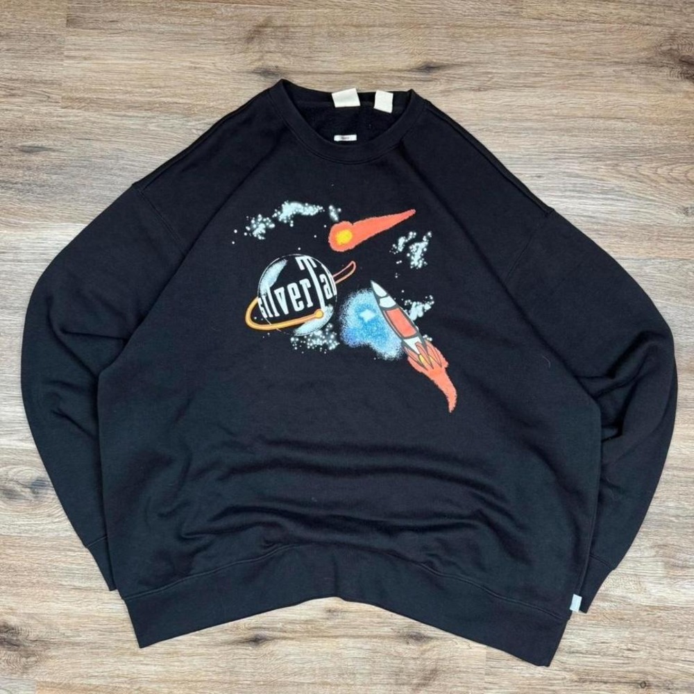 Vintage levi's silver tab 2000s rocket graphic black fleece crew‎ neck
